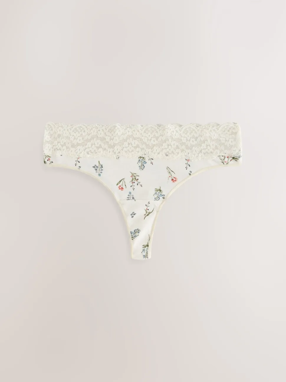 Green Ditsy Floral Thong Cotton Lace Knickers 4 Pack