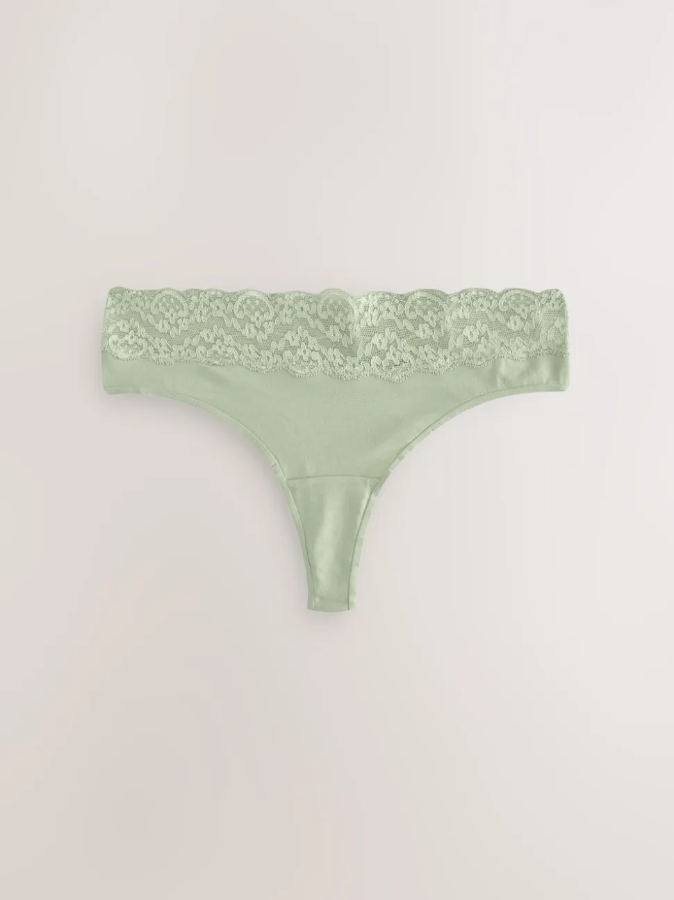 Green Ditsy Floral Thong Cotton Lace Knickers 4 Pack
