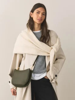 Green Leather Scoop Cross-Body Bag
