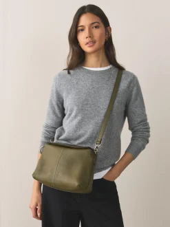 Green Leather Slouchy Cross-Body Bag