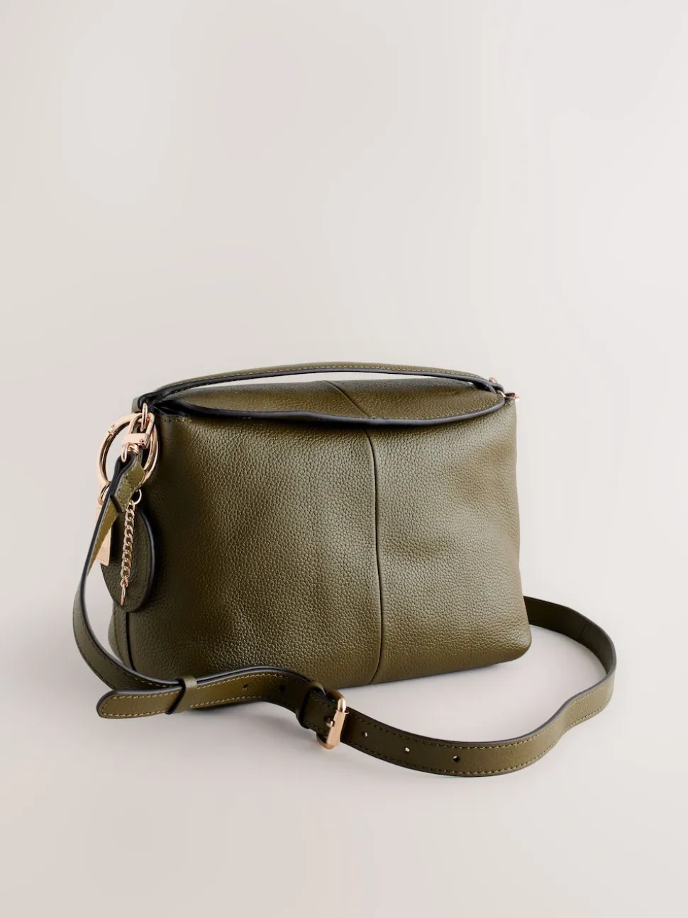 Green Leather Slouchy Cross-Body Bag
