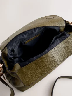 Green Leather Slouchy Cross-Body Bag
