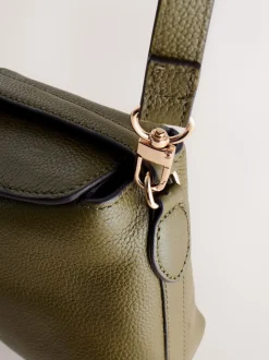 Green Leather Slouchy Cross-Body Bag