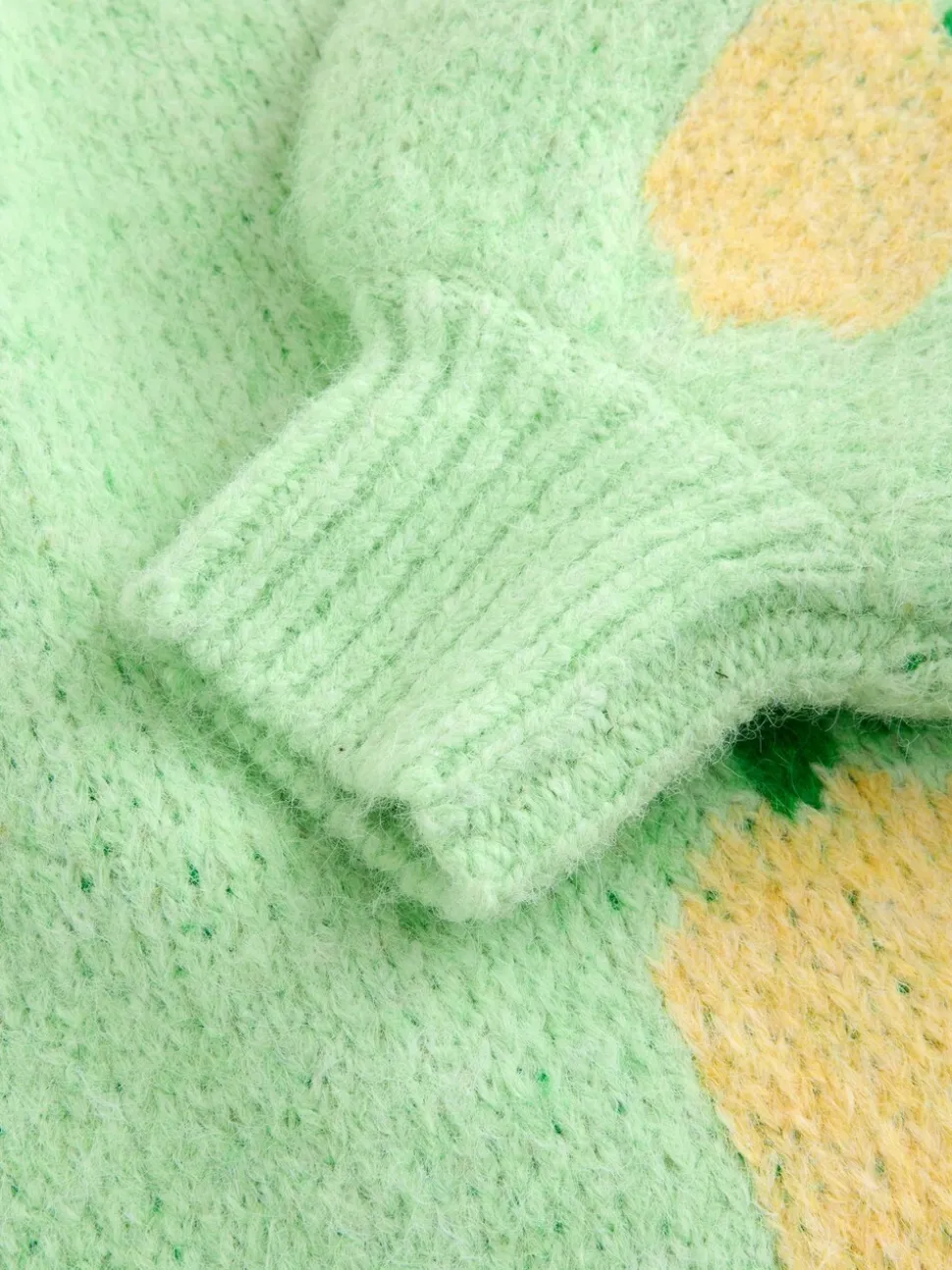Green Lemon Pattern Knitted Cardigan