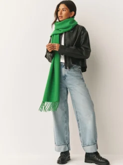 Green Midweight Wool Blend Scarf