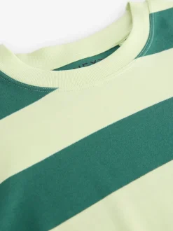 Green Monochrome Oversized Relaxed Fit Boxy Heavyweight Crew Neck T-Shirt
