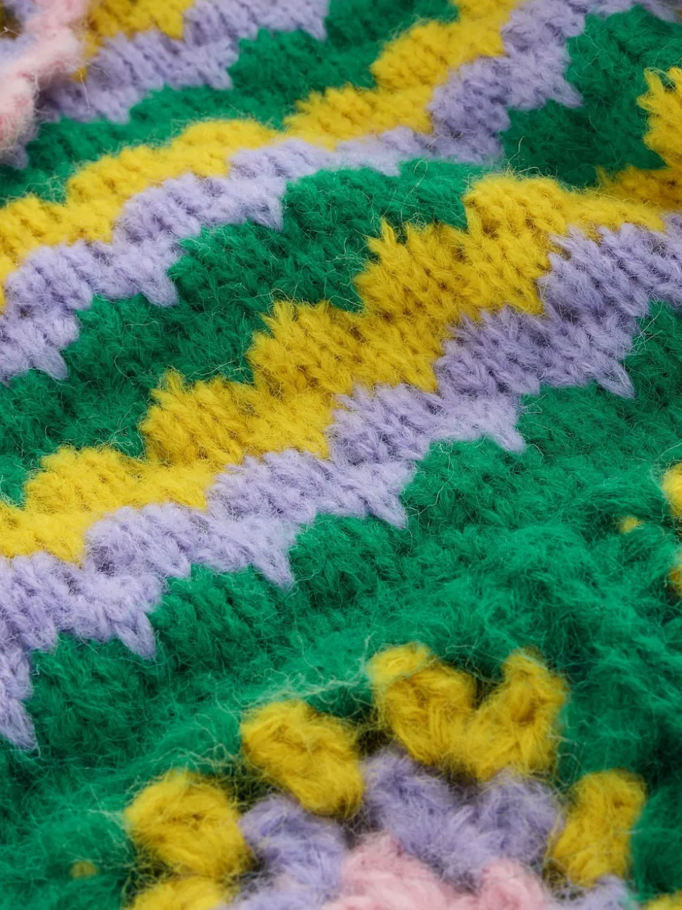 Green Multi Patch Hand Crochet Collar Cardigan