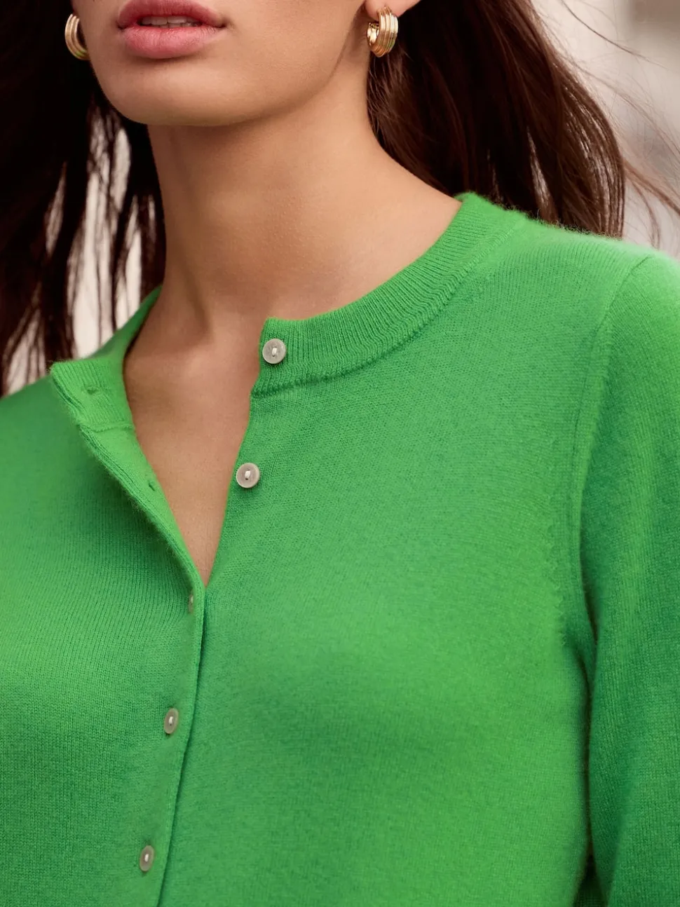 Green N.Premium 100% Cashmere Long Sleeve Cardigan