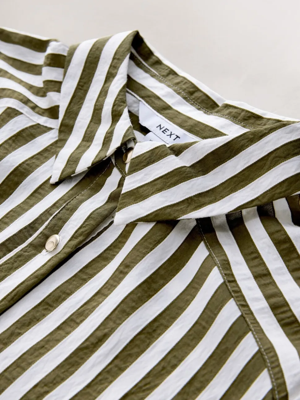Green Stripe Tie Waist Long Sleeve Midi Shirt Dress