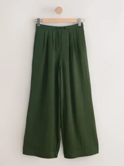 Green Superwide Pleated Trousers