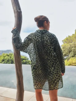 Green/Black Beach Cover-Up Shirt