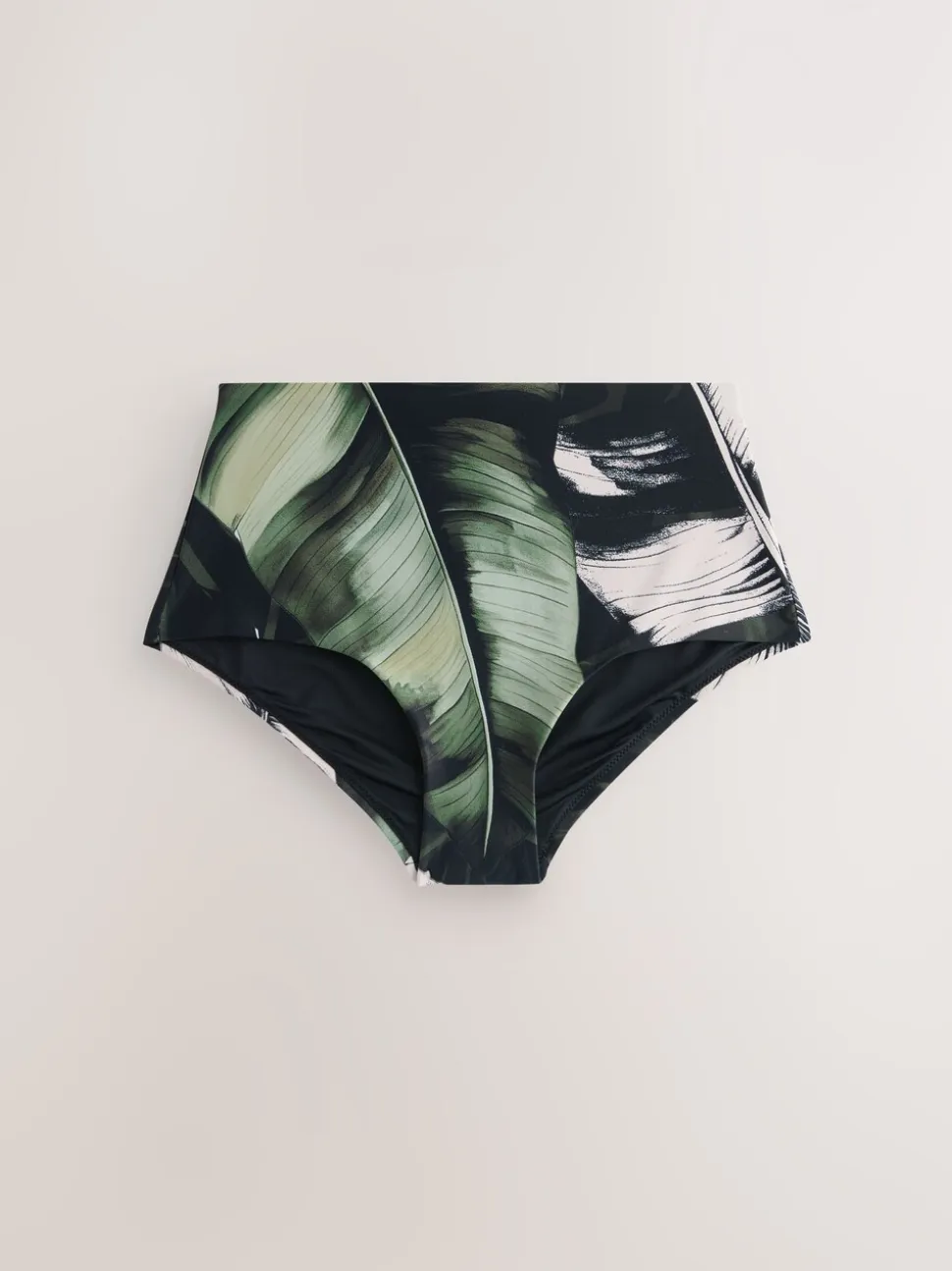 Green/Black Leaf High Waist Bikini Bottoms