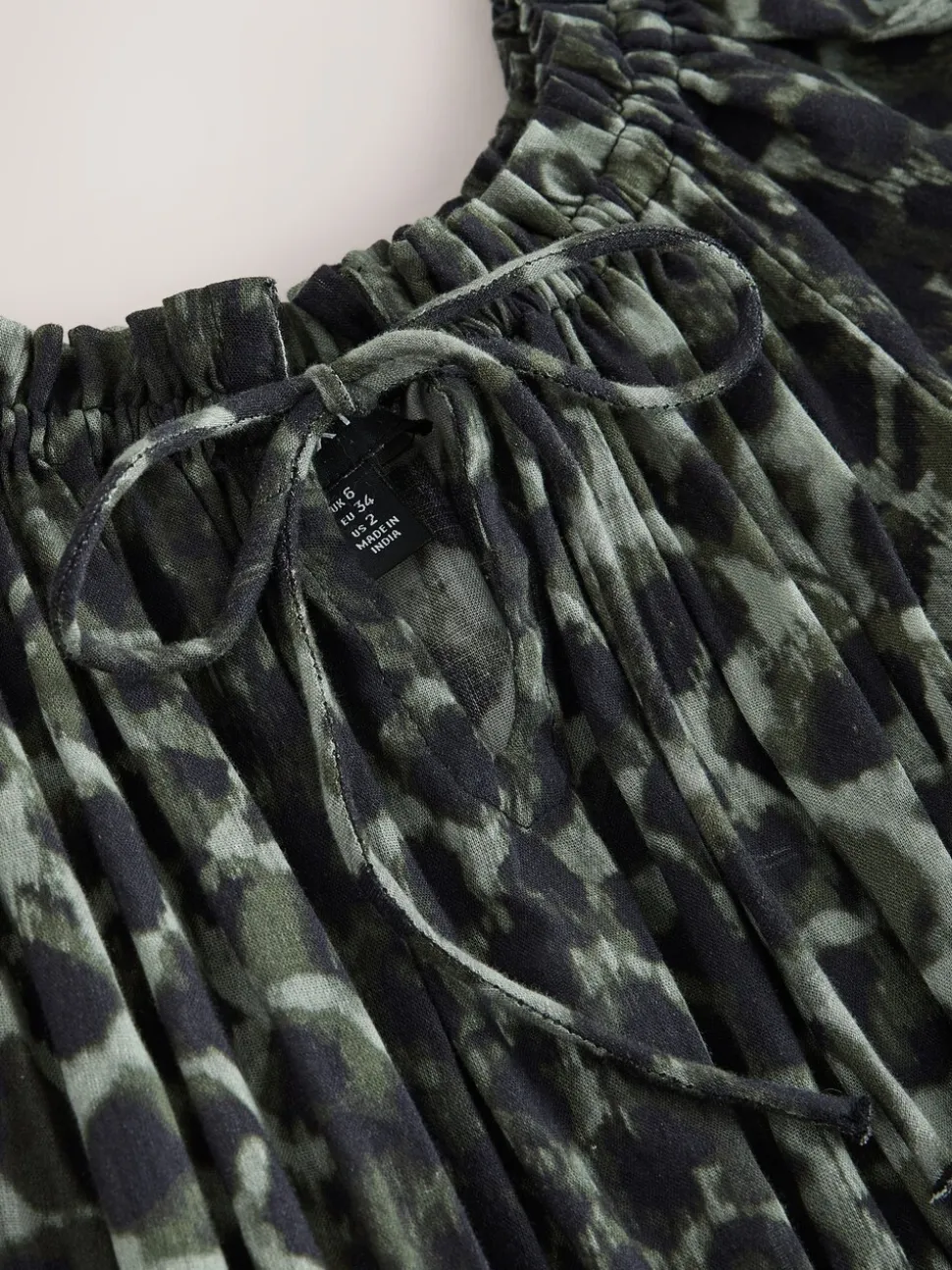 Green/Black Leopard Off The Shoulder Midi Dress