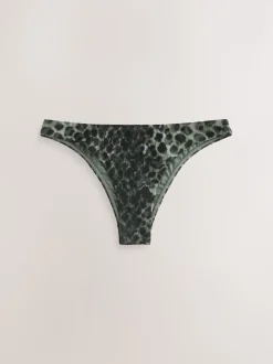 Green/Black Leopard Print Brazilian High Leg Bikini Bottoms