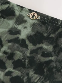 Green/Black Leopard Print Brazilian High Leg Bikini Bottoms