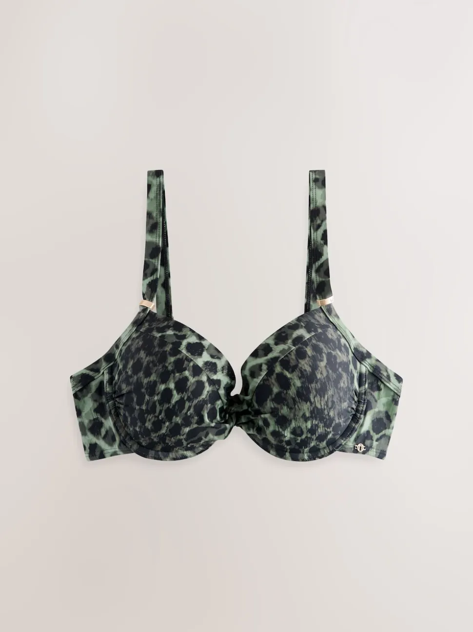 Green/Black Leopard Print Shaping Padded Wired Bikini Top