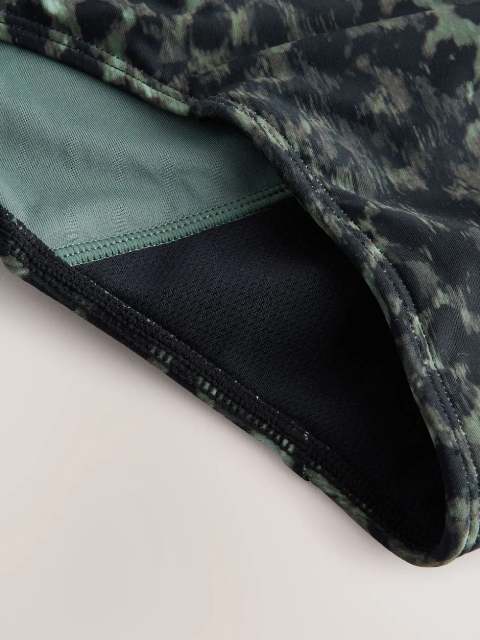 Green/Black Leopard Print High Neck Period Swimsuit