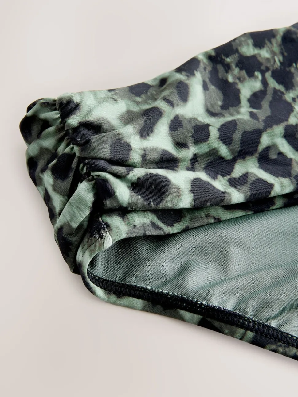 Green/Black Leopard Print Roll Top Bikini Bottoms