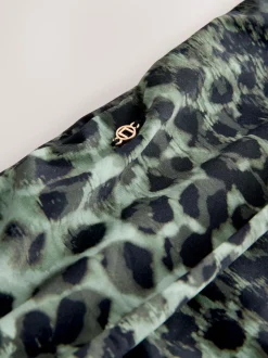Green/Black Leopard Print Roll Top Bikini Bottoms