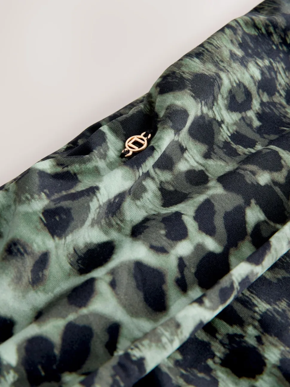 Green/Black Leopard Print Roll Top Bikini Bottoms