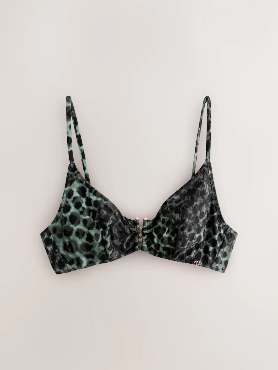 Green/Black Leopard Print Non Padded Underwired Bikini Top
