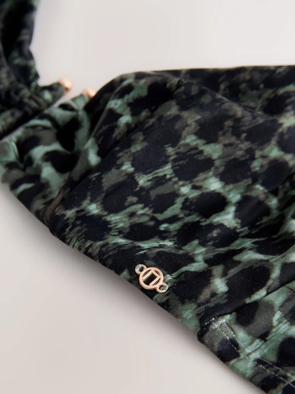 Green/Black Leopard Print Non Padded Underwired Bikini Top