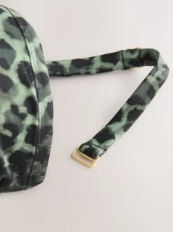 Green/Black Leopard Print F-K Ultimate Support Tummy Control Wired Bandeau Swimsuit