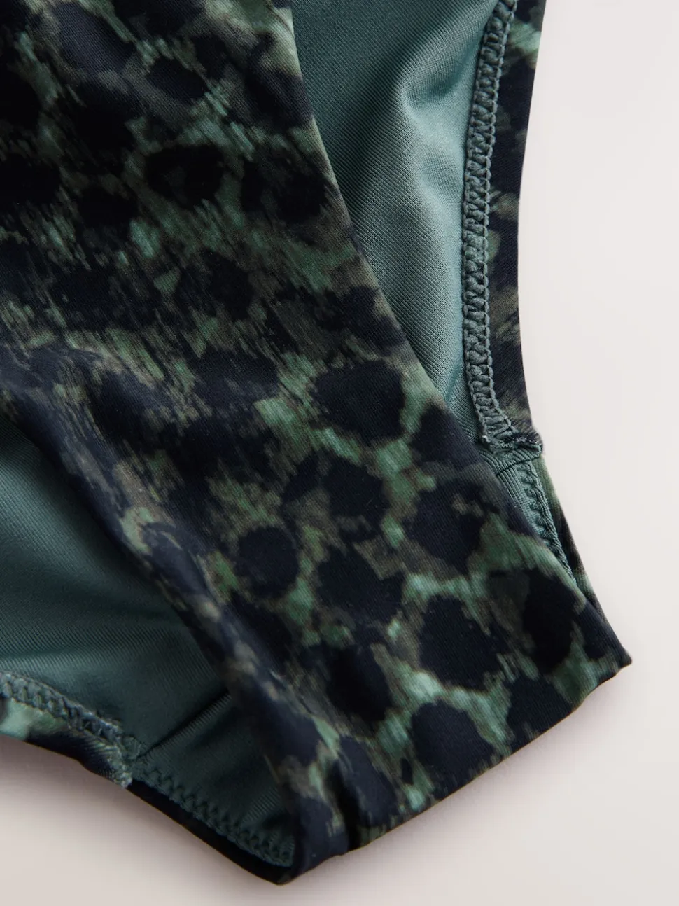 Green/Black Leopard Print High Waist Ruched Bikini Bottoms