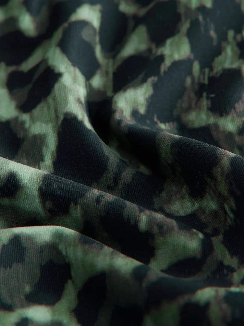 Green/Black Leopard Print Plunge Tummy Control Tankini Top