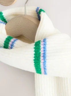 Green/Cream Stripe Knitted Heavyweight Scarf