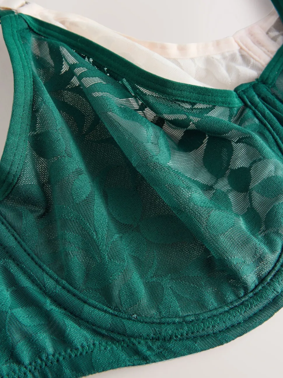 Green/Ecru DD-G Lace Non Pad Full Cup Bras 2 Pack