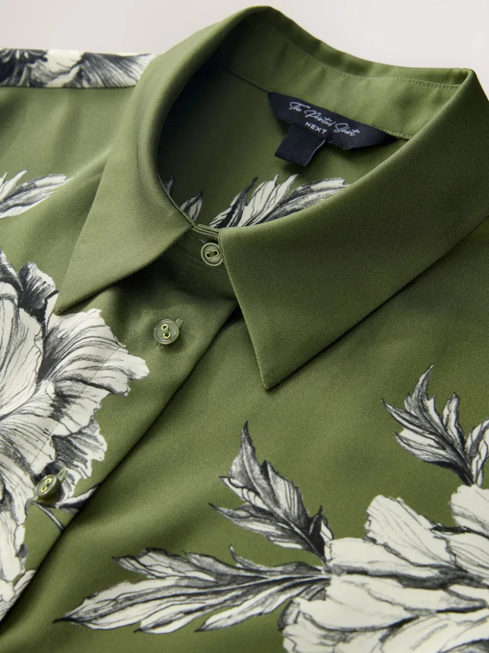 Green/Ecru Floral Print Long Sleeve Shirt
