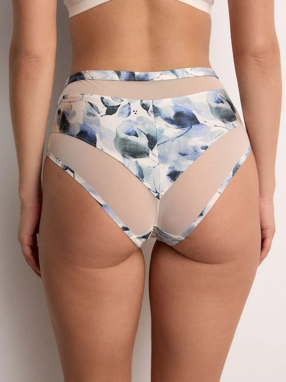 Green/Navy/Navy Print Mesh Trim High Waist High Leg Knickers 3 Pack