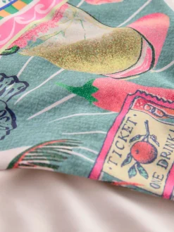 Green/Pink Conversational High Leg Print Bikini Bottoms