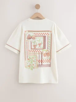 Green/Pink Graphic Print Beach T-Shirt