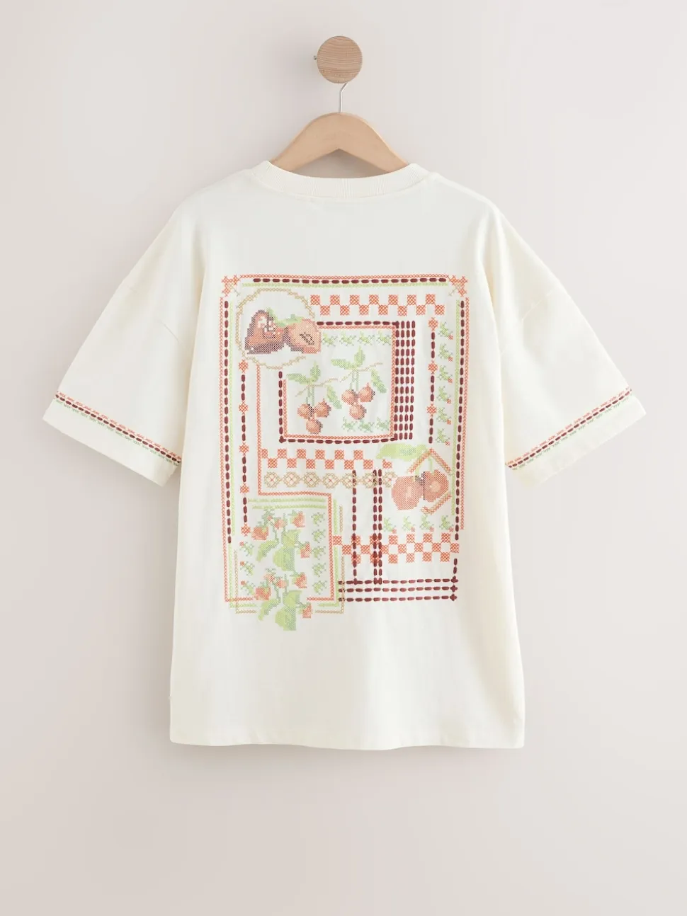 Green/Pink Graphic Print Beach T-Shirt