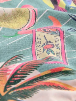 Green/Pink Lobster Conversational High Waist Print Bikini Bottoms