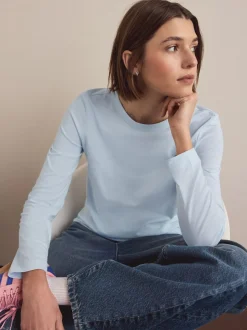 Green/Purple/Blue/Ecru/Pink 100% Cotton Long Sleeve T-Shirts 5 Pack