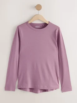Green/Purple/Blue/Ecru/Pink 100% Cotton Long Sleeve T-Shirts 5 Pack