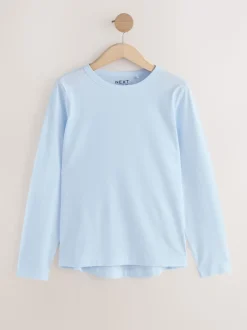 Green/Purple/Blue/Ecru/Pink 100% Cotton Long Sleeve T-Shirts 5 Pack