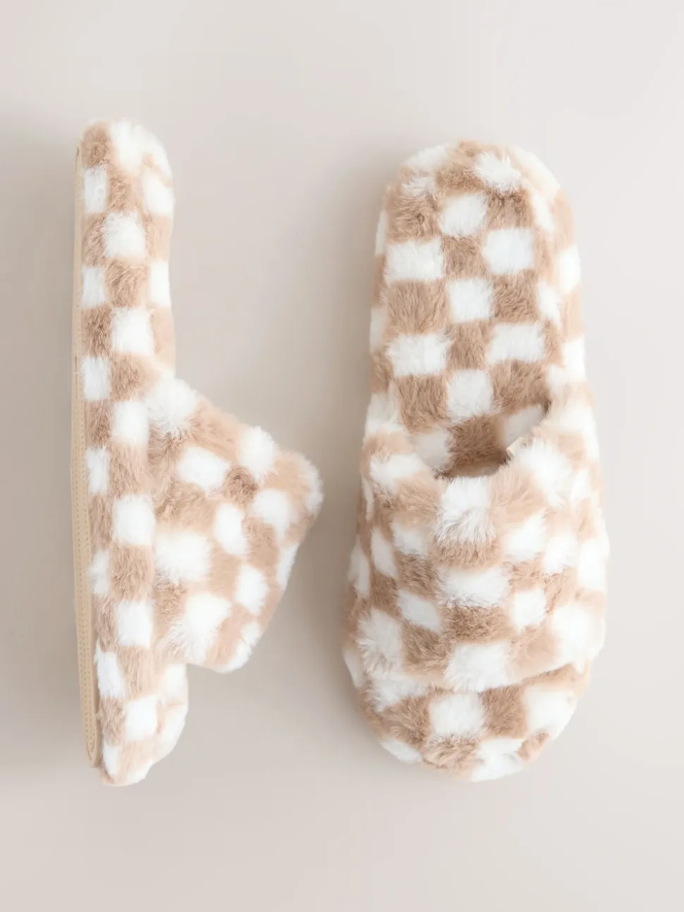 Green/White Checked Slider Slippers