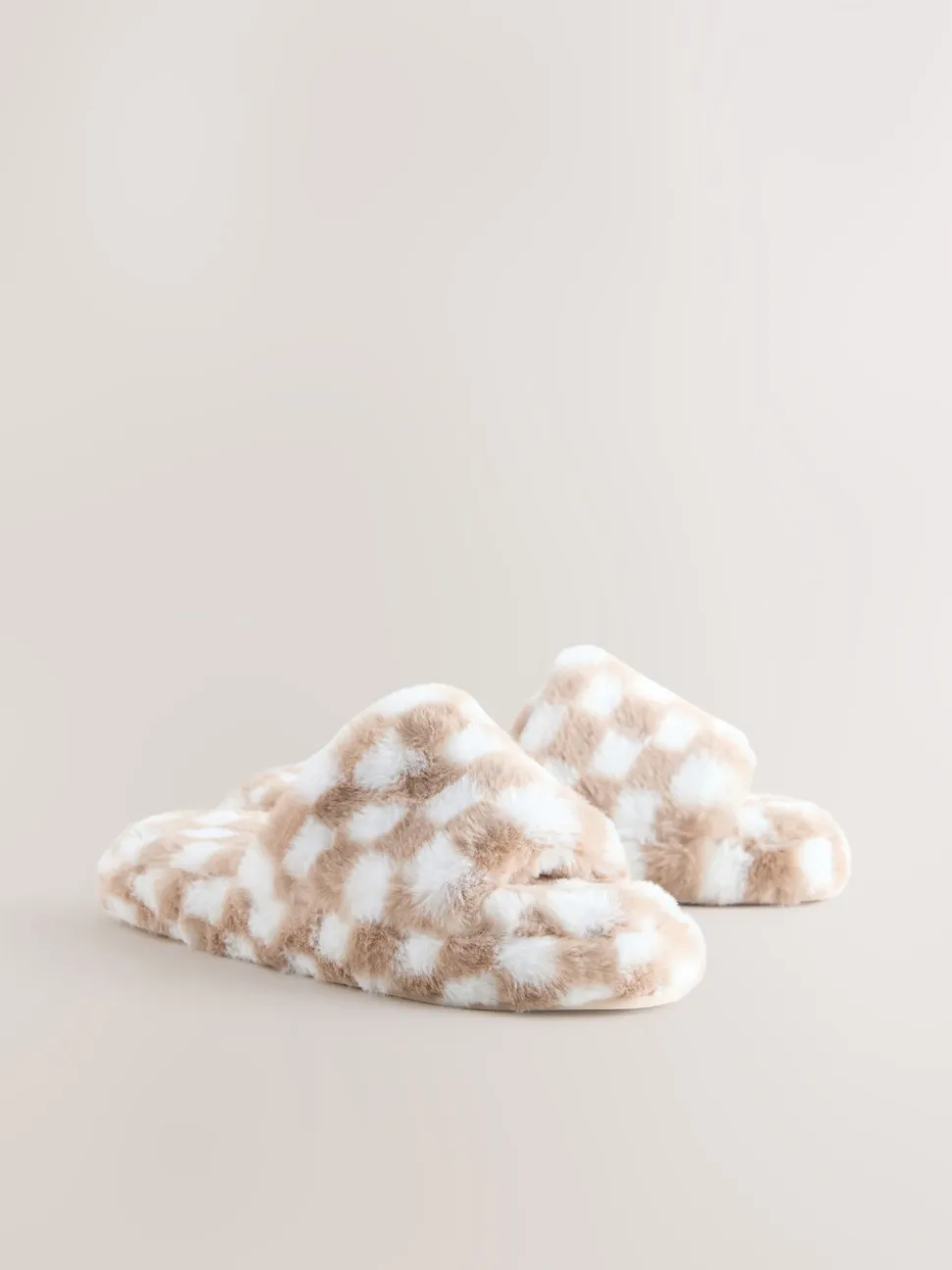 Green/White Checked Slider Slippers