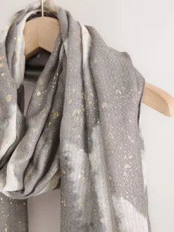 Grey Abstract Foil Lightweight Scarf