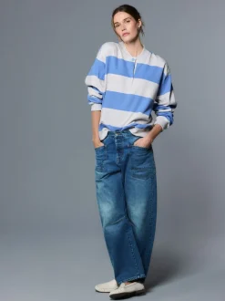Grey and Blue Popperneck Henley Sweatshirt
