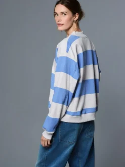 Grey and Blue Popperneck Henley Sweatshirt
