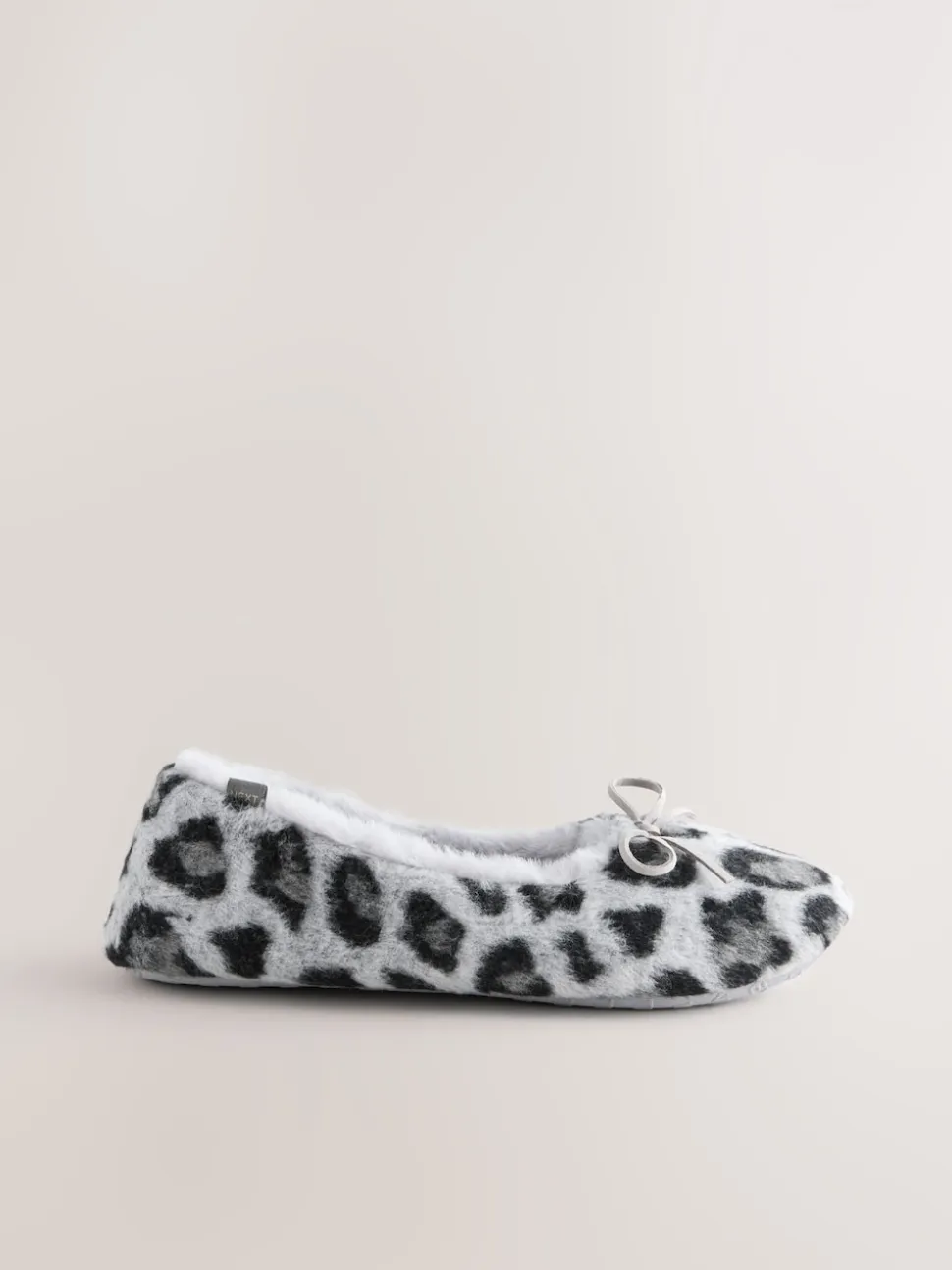 Grey Animal Print Ballerina Flat Slippers