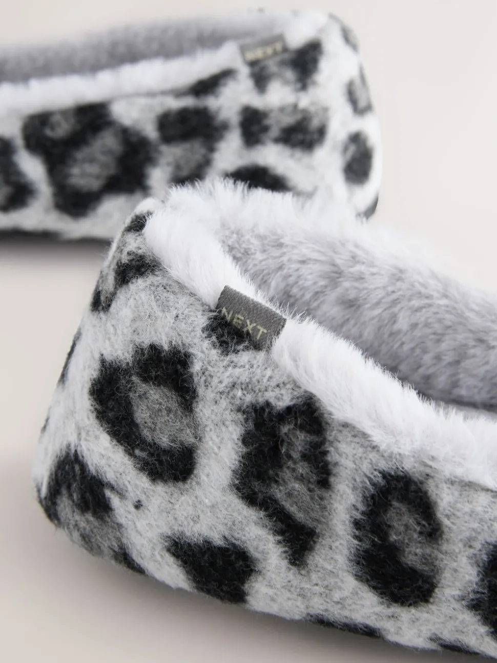 Grey Animal Print Ballerina Flat Slippers