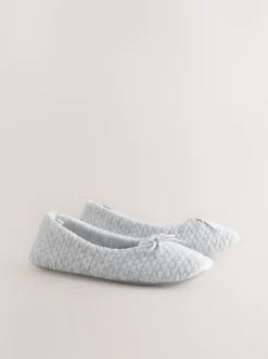 Grey Ballerina Heart Slippers