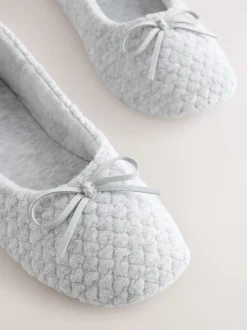 Grey Ballerina Heart Slippers