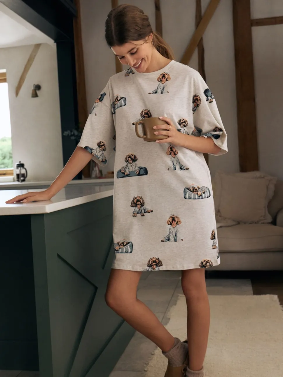 Grey Charlie The Cockapoo Cotton Nightie